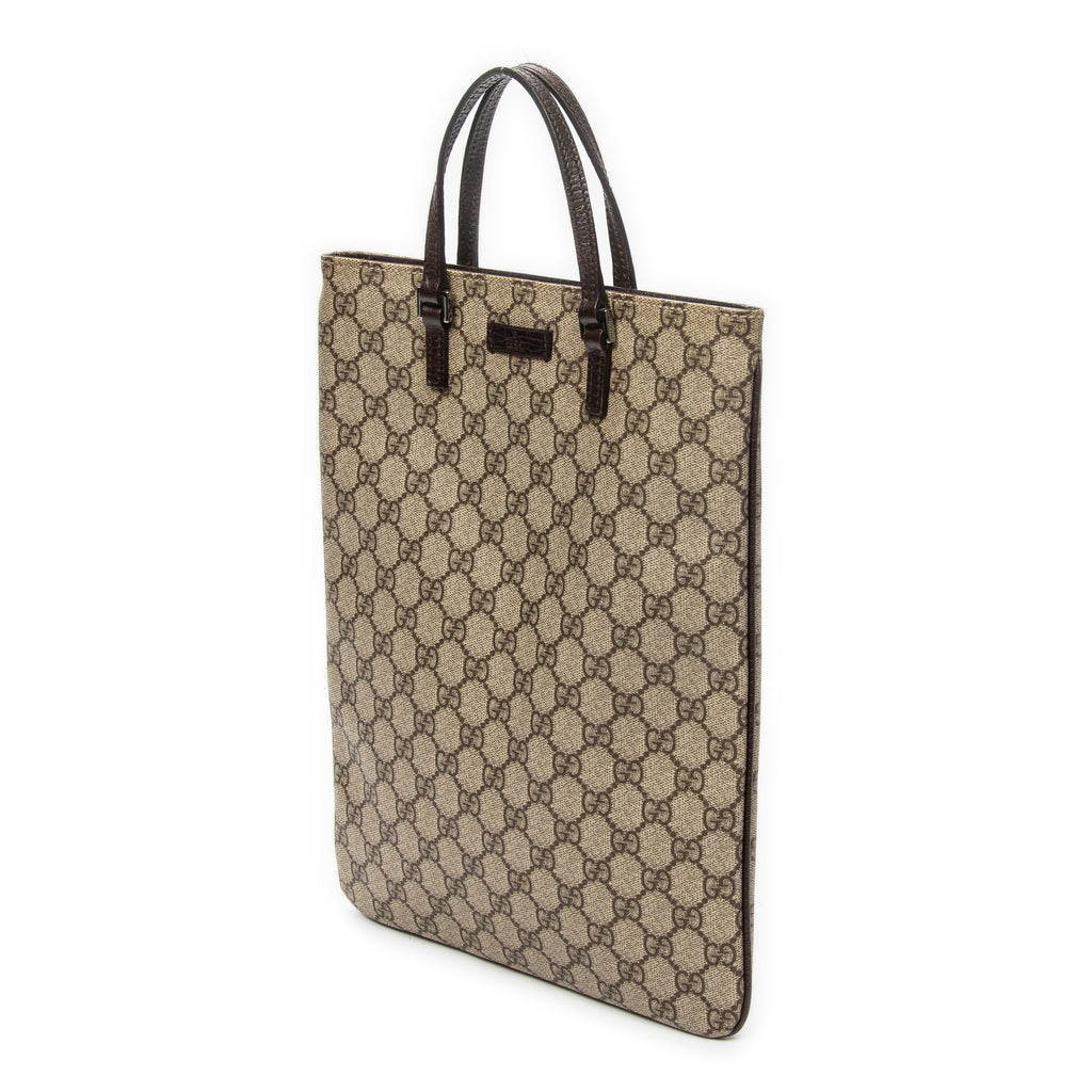 Handbag Flat Tote Brown Supreme Coated Canvas