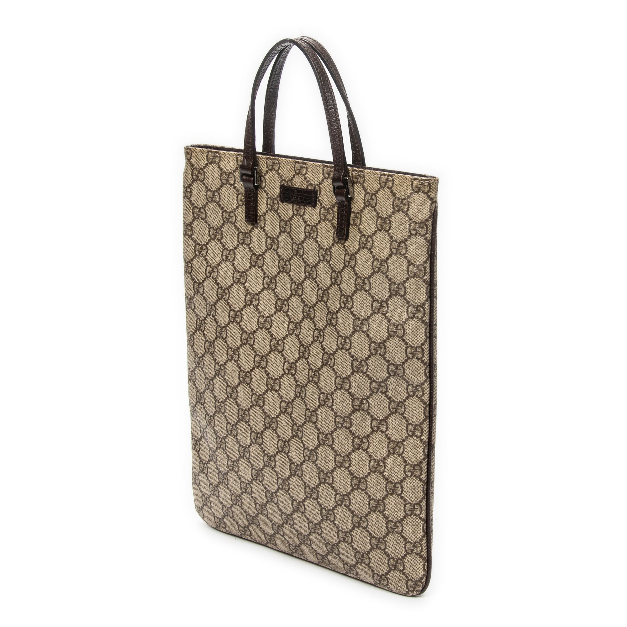 Handbag Flat Tote Brown Supreme Coated Canvas