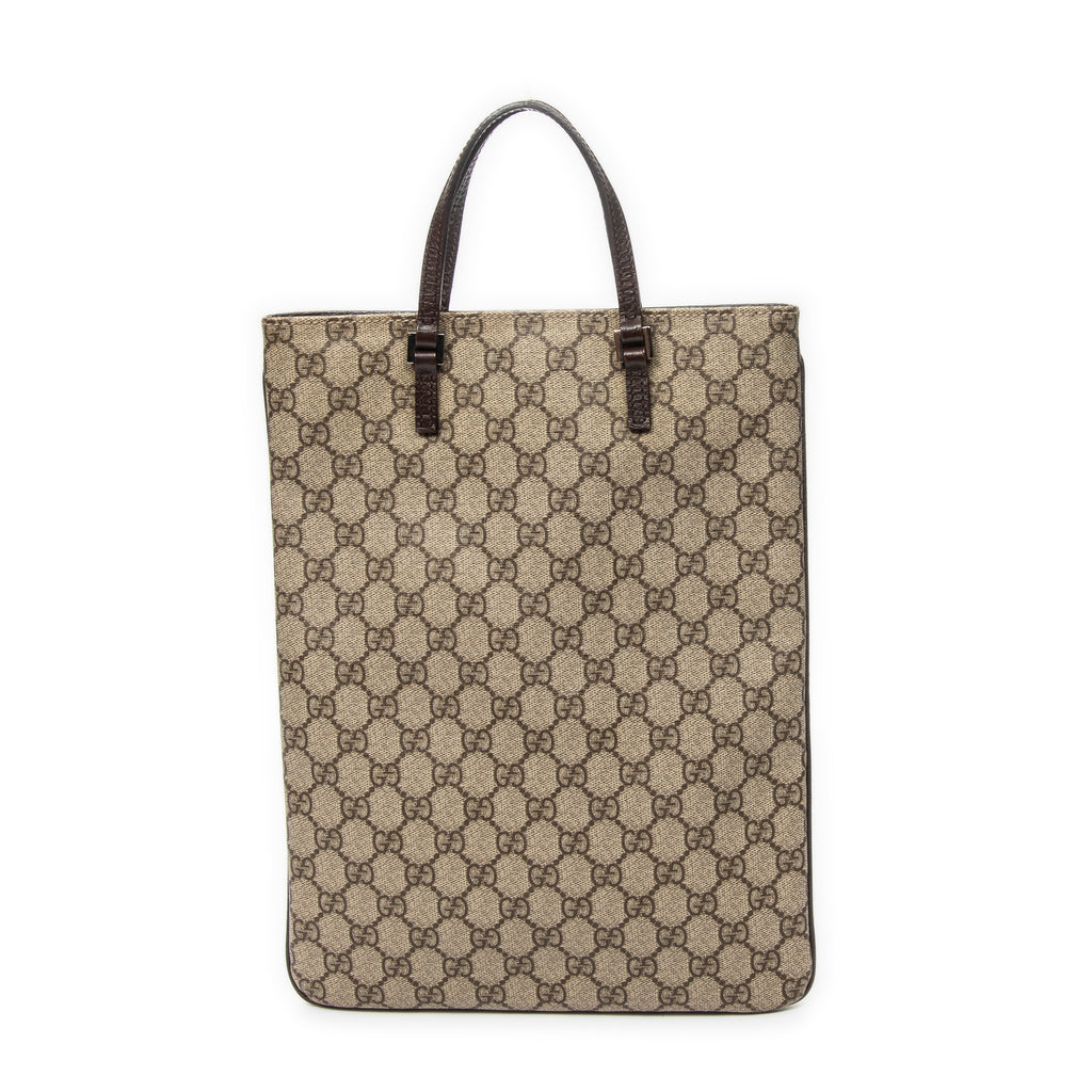 Handbag Flat Tote Brown Supreme Coated Canvas