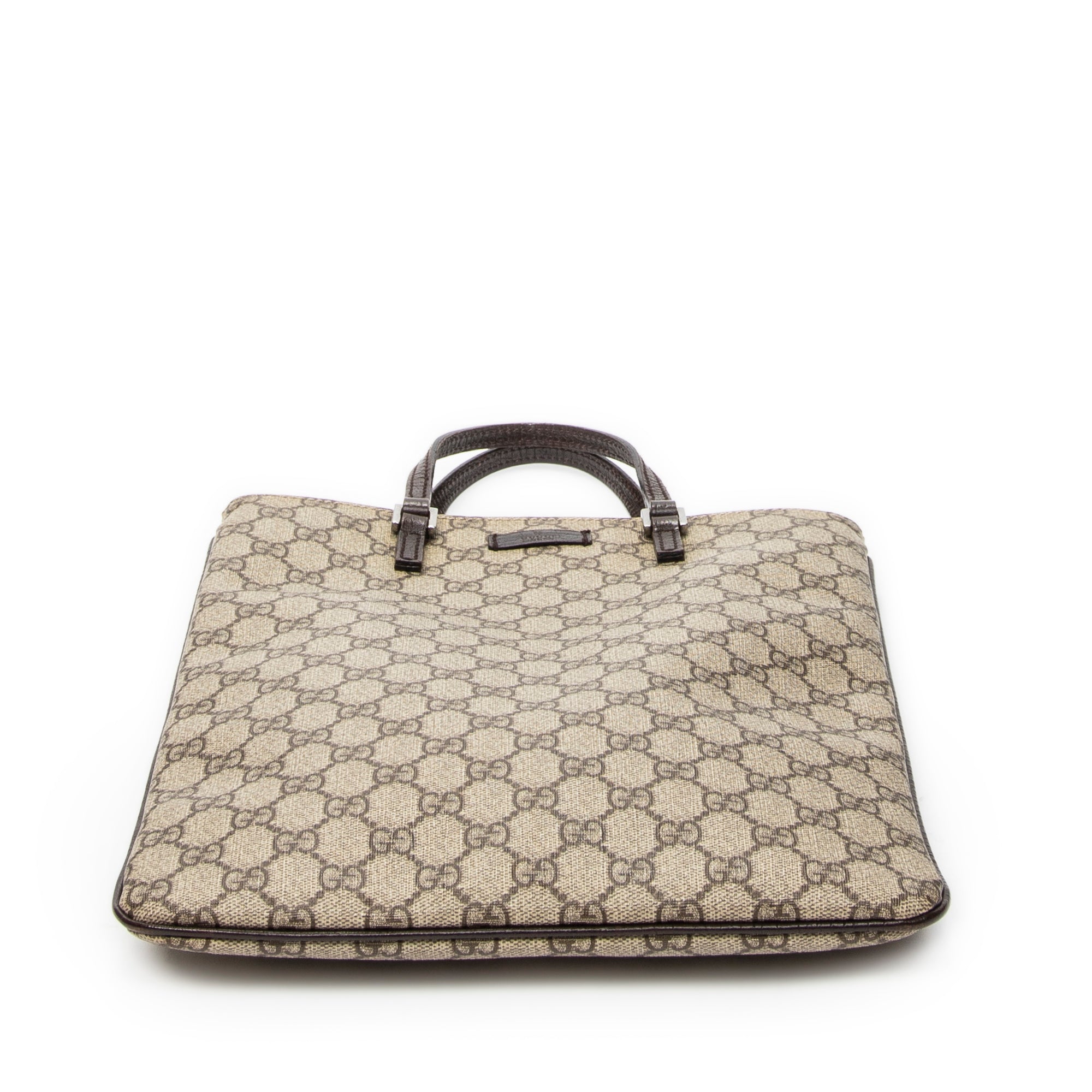 Handbag Flat Tote Brown Supreme Coated Canvas