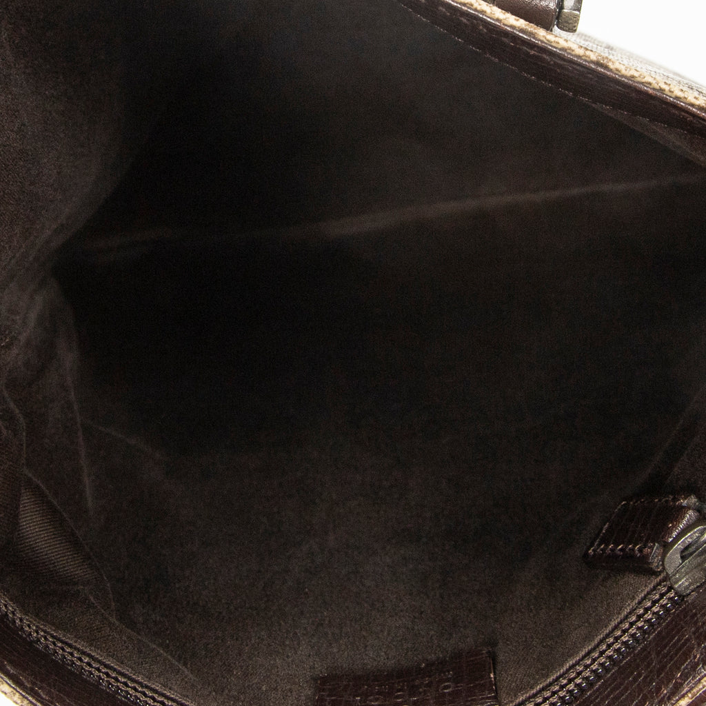 Handbag Flat Tote Brown Supreme Coated Canvas