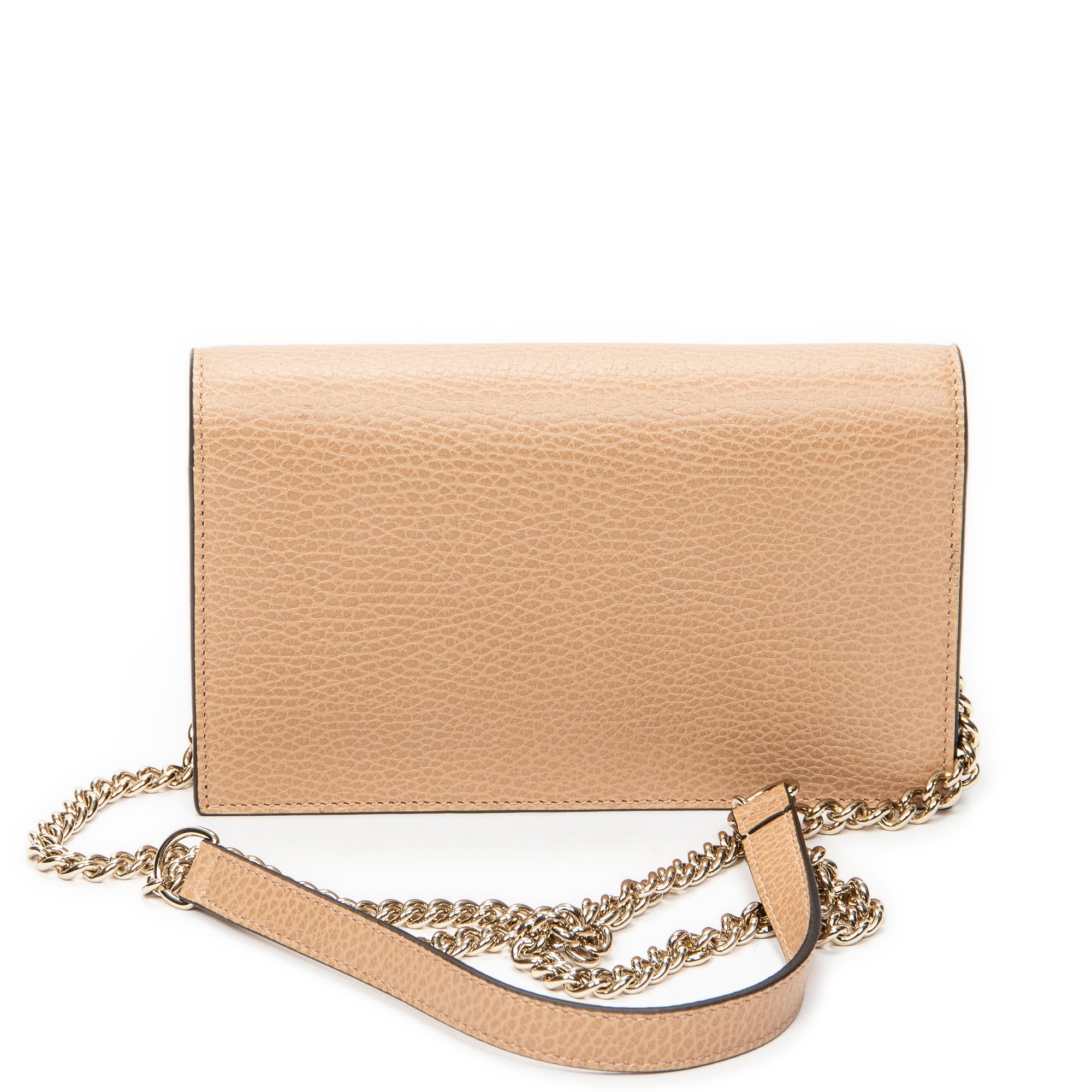 Shoulder Bag Interlocking G Chain Wallet Beige Grained Calfskin Leather