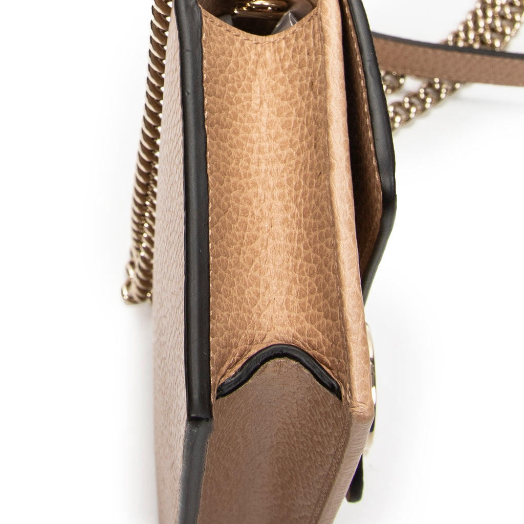 Shoulder Bag Interlocking G Chain Wallet Beige Grained Calfskin Leather