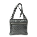 Shoulder Bag Square Front Zip Crossbody Grey Guccissima Imprint Coated Canvas