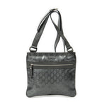 Shoulder Bag Square Front Zip Crossbody Grey Guccissima Imprint Coated Canvas