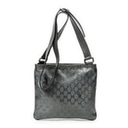 Shoulder Bag Square Front Zip Crossbody Grey Guccissima Imprint Coated Canvas
