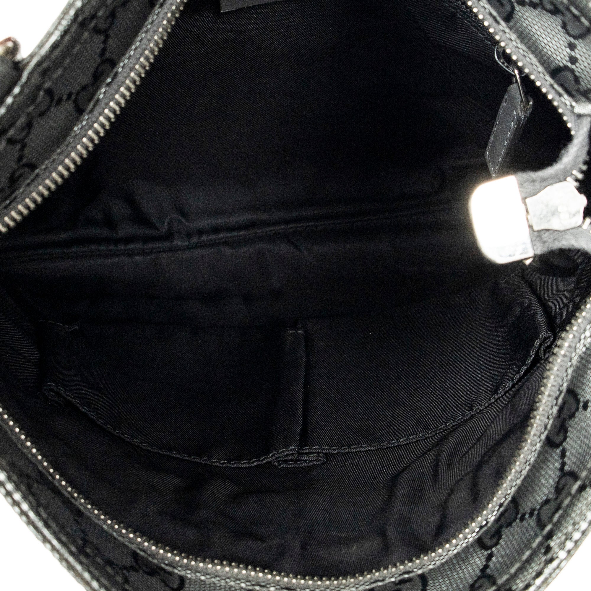 Shoulder Bag Square Front Zip Crossbody Grey Guccissima Imprint Coated Canvas