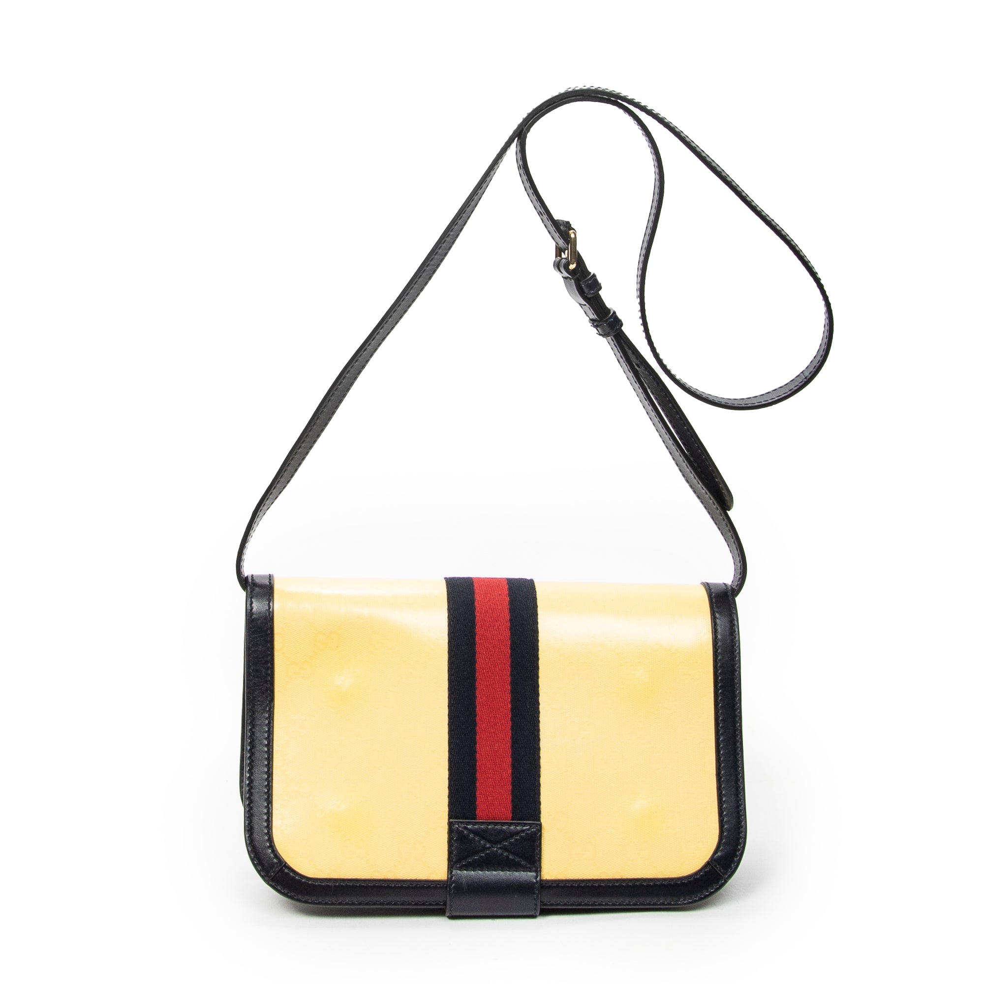 Shoulder Bag Web Ophidia Flap Crossbody Yellow Monogrammed Coated Canvas