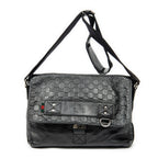 Shoulder Bag Web Medium Rubber Messenger Black Guccissima Leather
