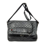 Shoulder Bag Web Medium Rubber Messenger Black Guccissima Leather