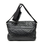 Shoulder Bag Web Medium Rubber Messenger Black Guccissima Leather