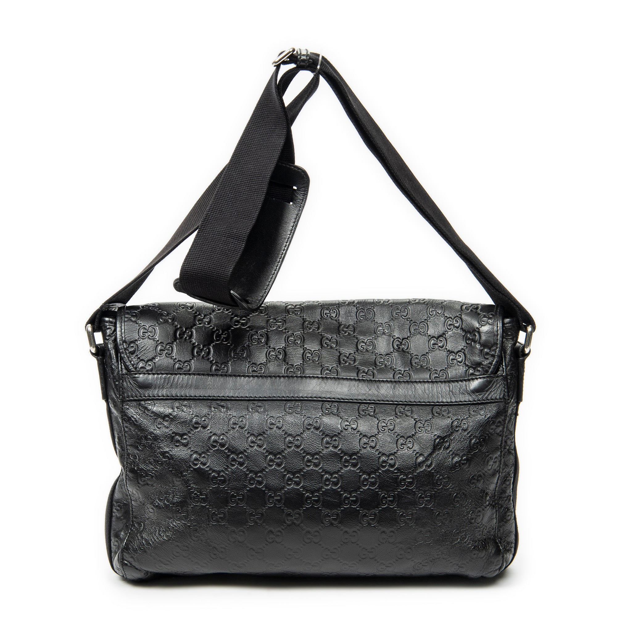 Shoulder Bag Web Medium Rubber Messenger Black Guccissima Leather