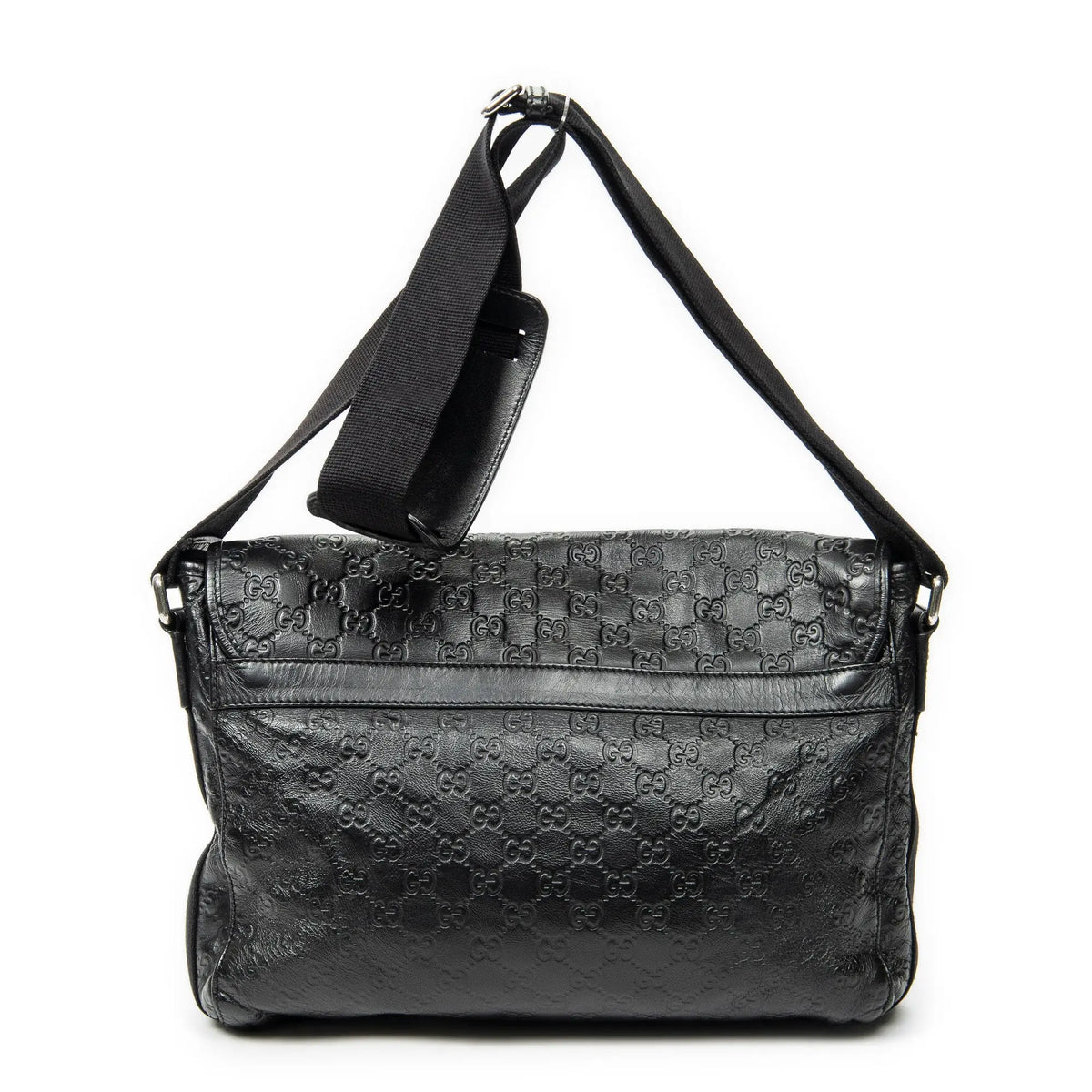 Shoulder Bag Web Medium Rubber Messenger Black Guccissima Leather