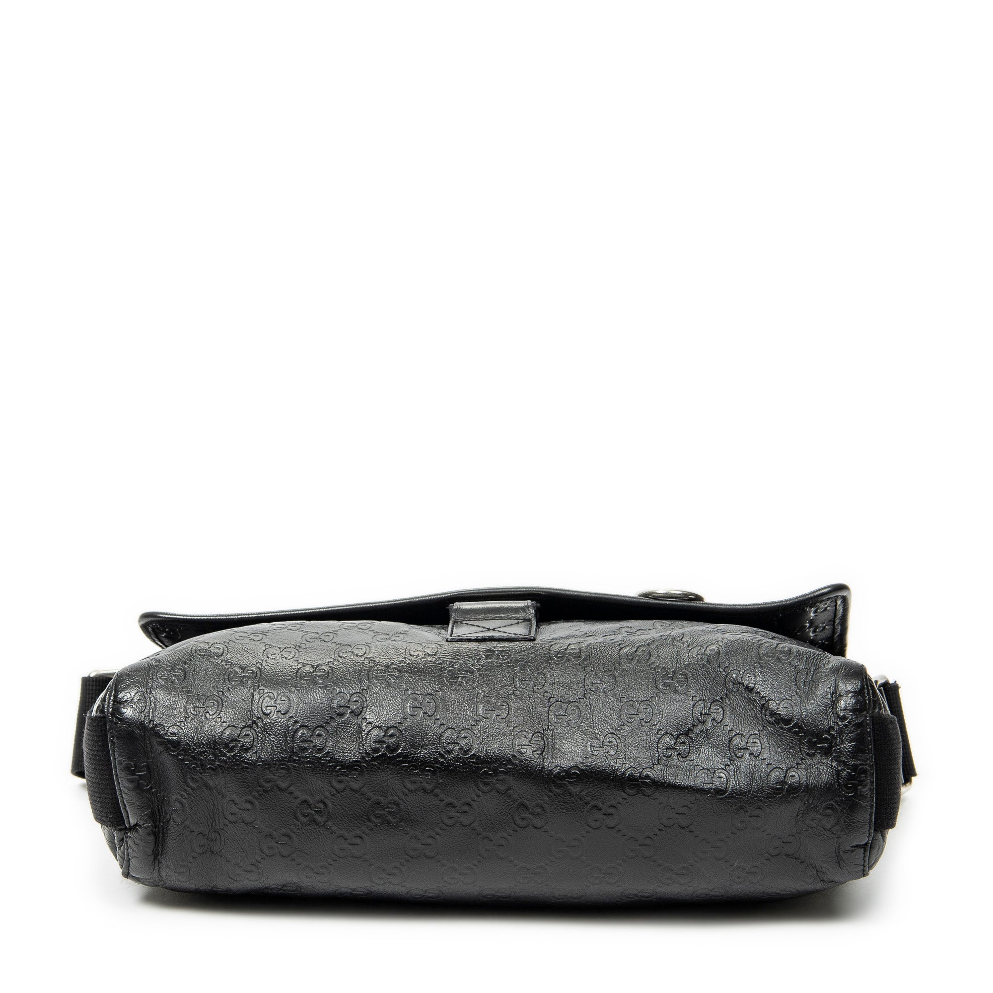 Shoulder Bag Web Medium Rubber Messenger Black Guccissima Leather
