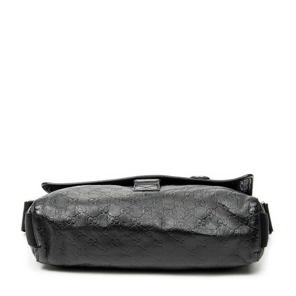 Shoulder Bag Web Medium Rubber Messenger Black Guccissima Leather