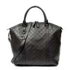 Shoulder Bag Large GG Charm Dome Satchel Dark Brown Guccissima Leather
