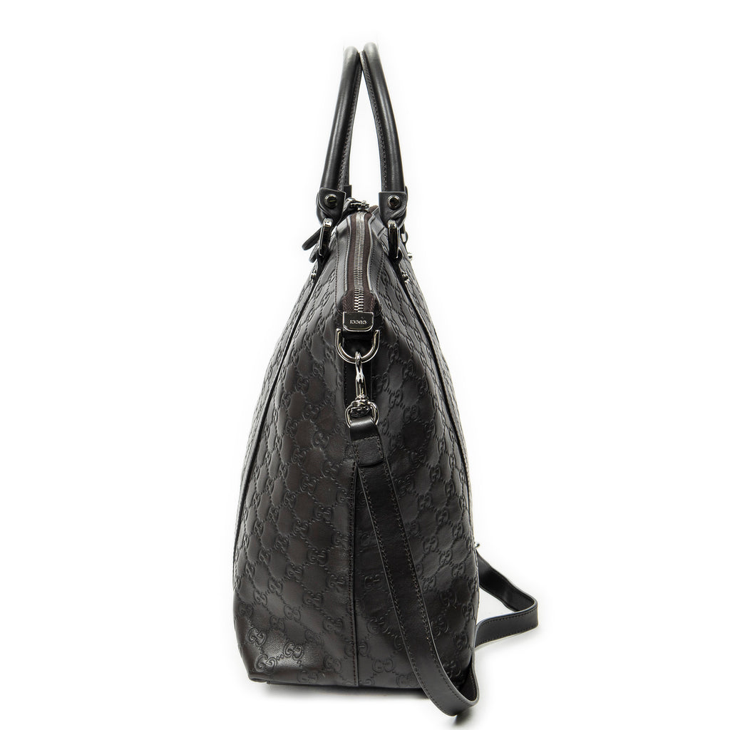 Shoulder Bag Large GG Charm Dome Satchel Dark Brown Guccissima Leather