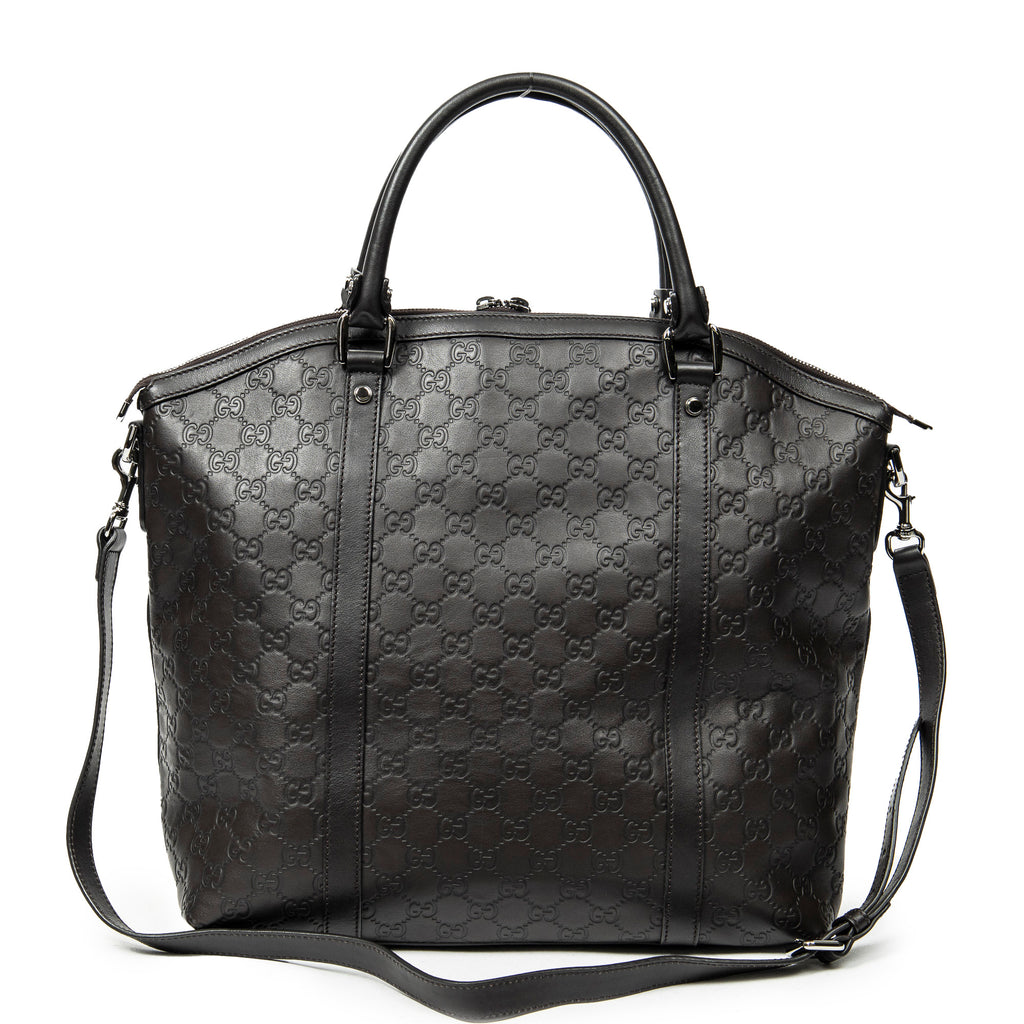 Shoulder Bag Large GG Charm Dome Satchel Dark Brown Guccissima Leather