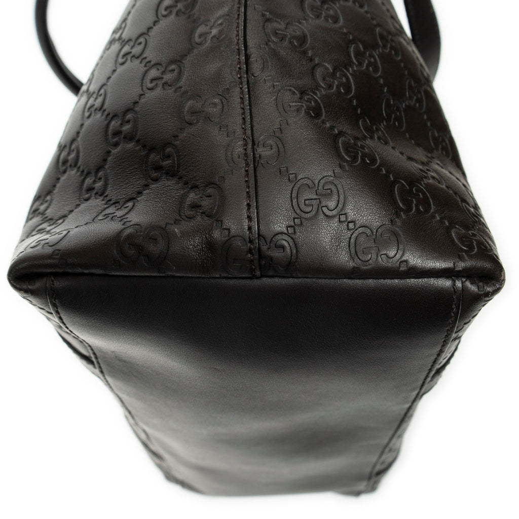 Shoulder Bag Large GG Charm Dome Satchel Dark Brown Guccissima Leather