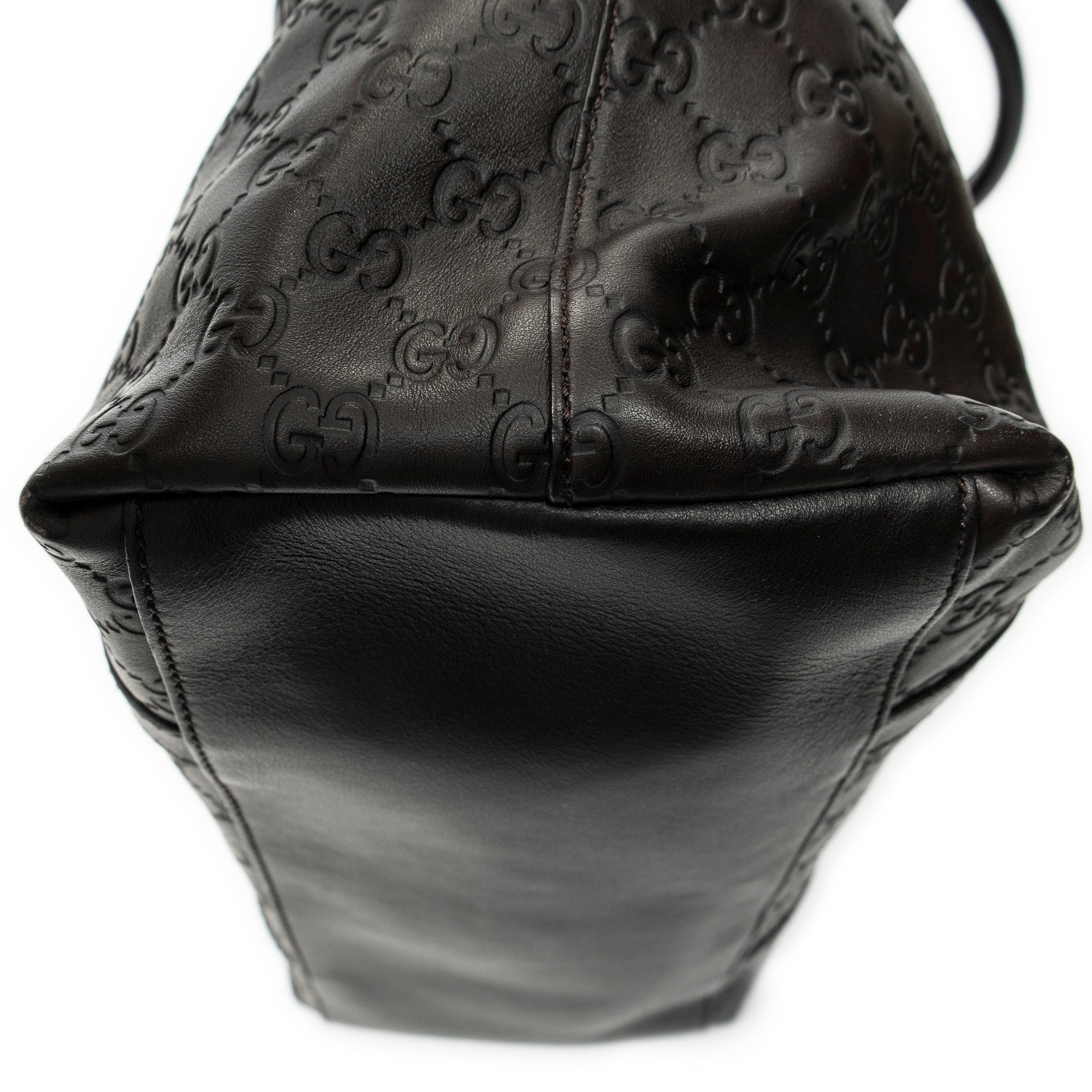 Shoulder Bag Large GG Charm Dome Satchel Dark Brown Guccissima Leather