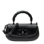 Shoulder Bag Small Bamboo Diva Top Handle Black Calfskin Leather