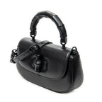Shoulder Bag Small Bamboo Diva Top Handle Black Calfskin Leather