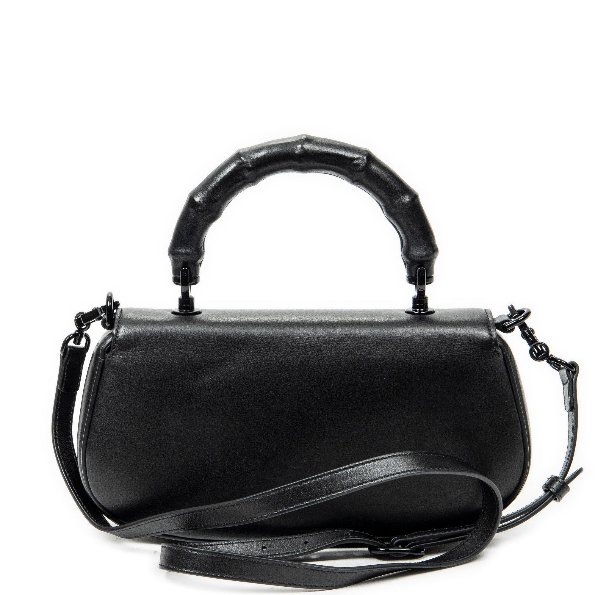 Shoulder Bag Small Bamboo Diva Top Handle Black Calfskin Leather