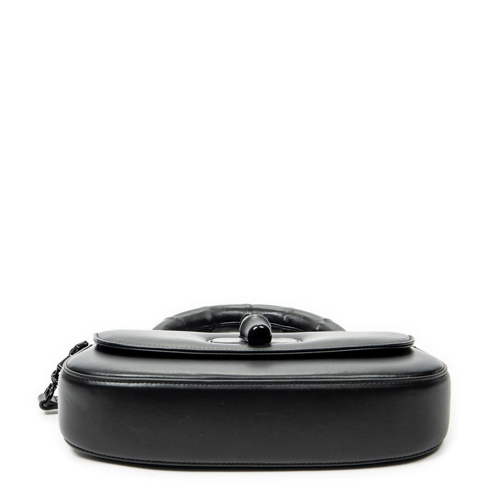Shoulder Bag Small Bamboo Diva Top Handle Black Calfskin Leather