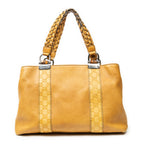 Shoulder Bag Medium Bamboo Bar Tote Yellow Pebbled Calfskin Leather