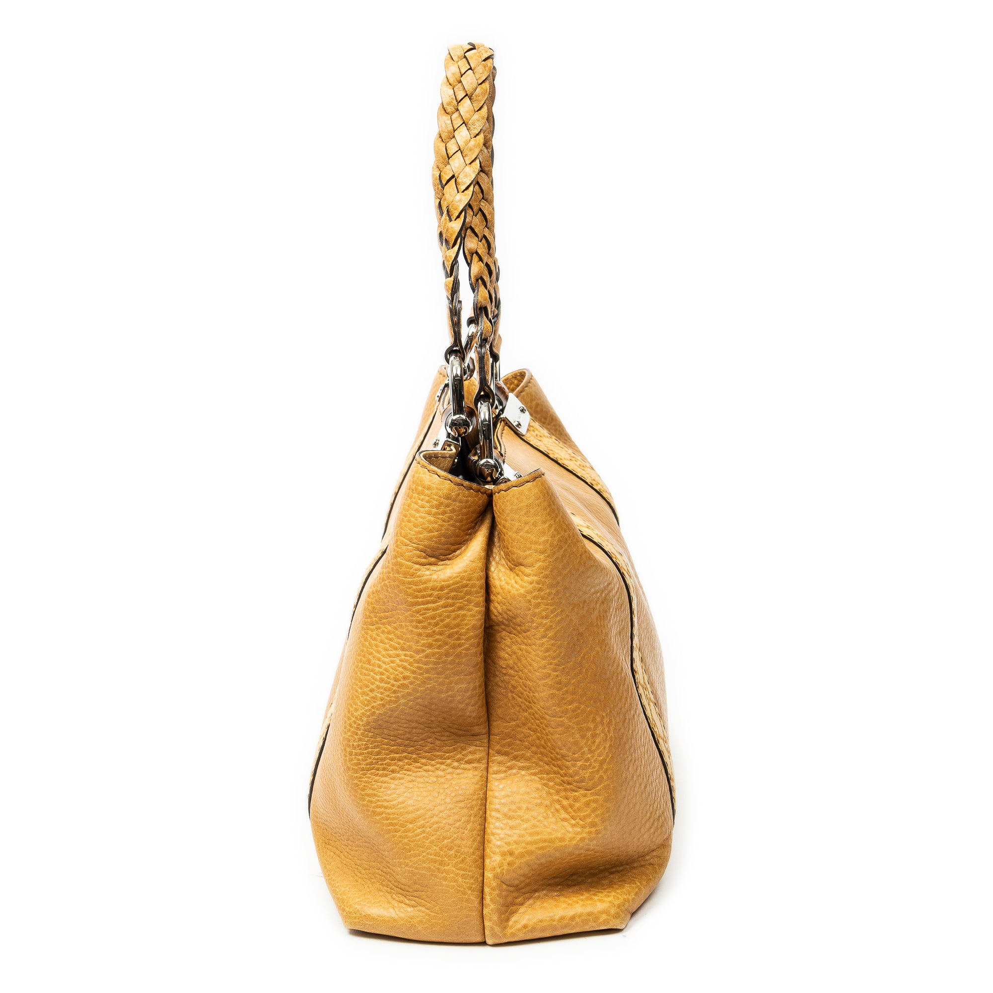 Shoulder Bag Medium Bamboo Bar Tote Yellow Pebbled Calfskin Leather