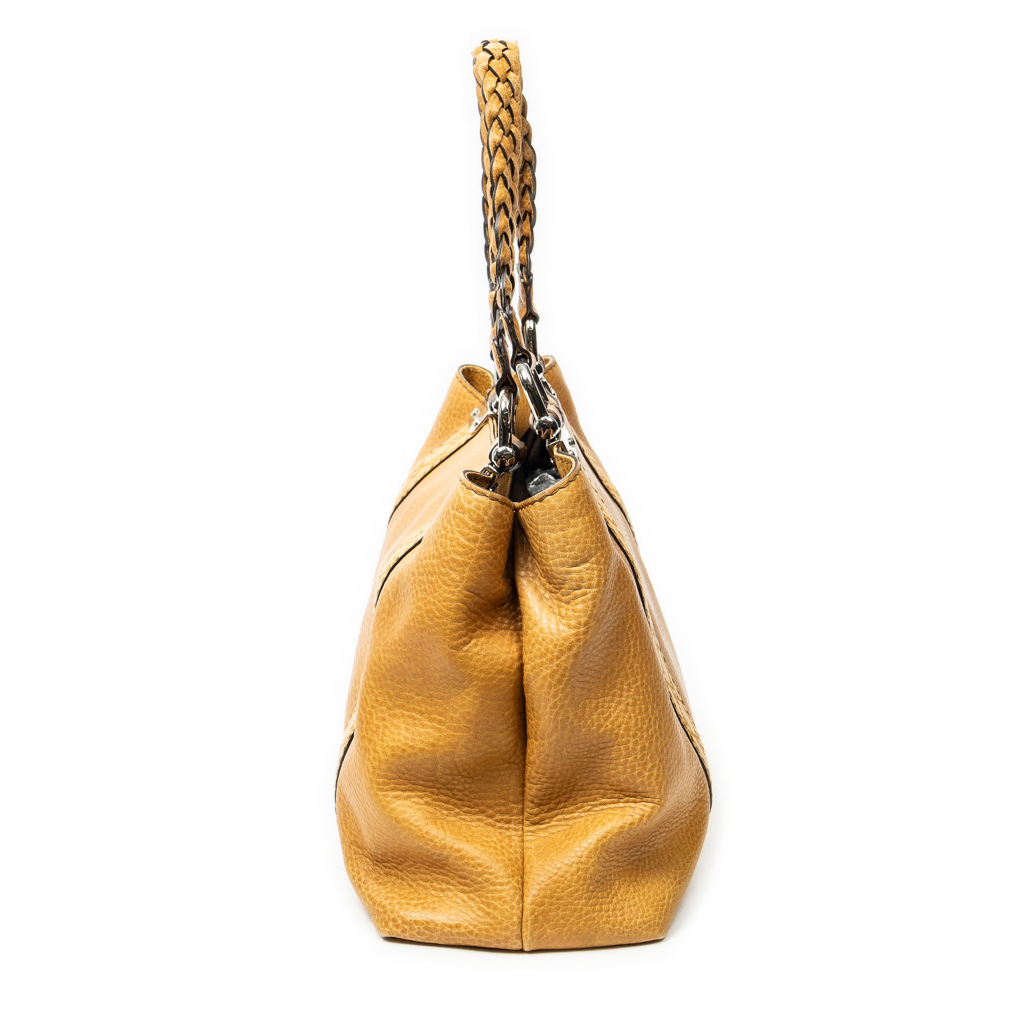 Shoulder Bag Medium Bamboo Bar Tote Yellow Pebbled Calfskin Leather