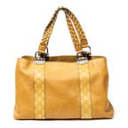 Shoulder Bag Medium Bamboo Bar Tote Yellow Pebbled Calfskin Leather