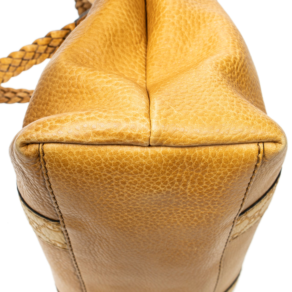 Shoulder Bag Medium Bamboo Bar Tote Yellow Pebbled Calfskin Leather