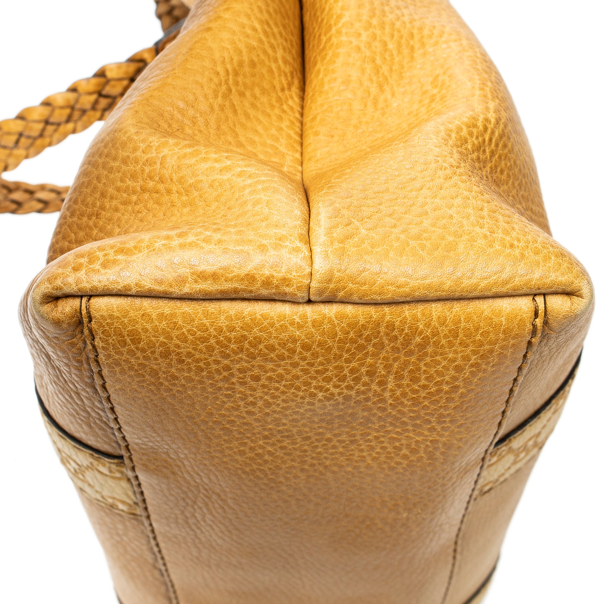 Shoulder Bag Medium Bamboo Bar Tote Yellow Pebbled Calfskin Leather