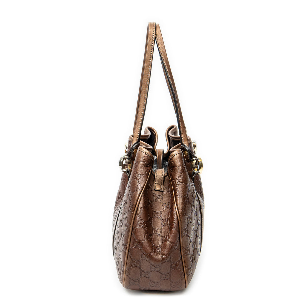Shoulder Bag GG Twins Tote Brown Guccissima Leather