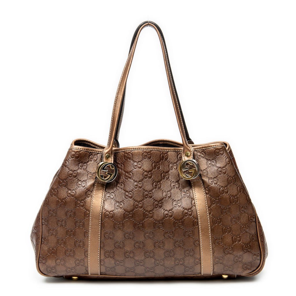 Shoulder Bag GG Twins Tote Brown Guccissima Leather