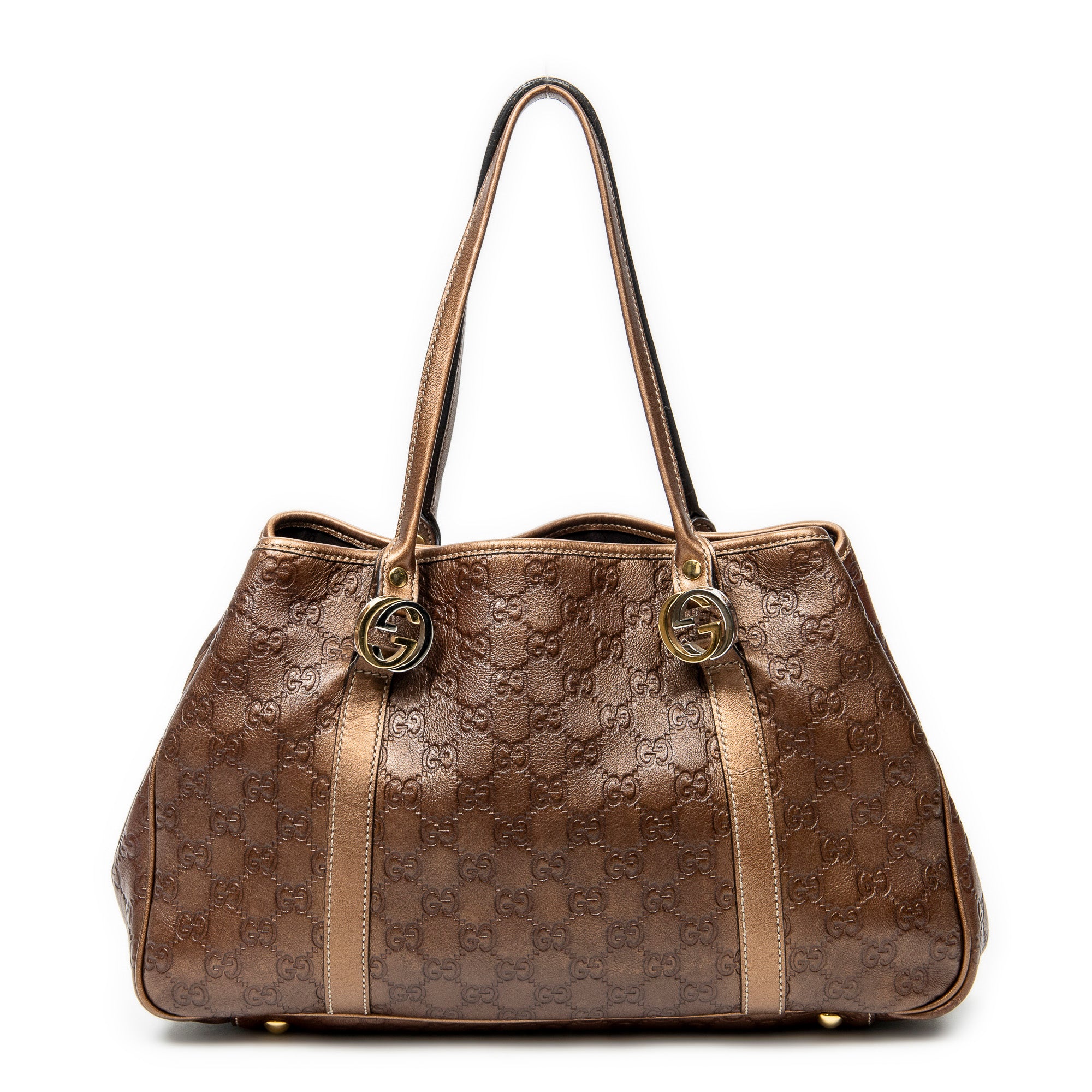 Shoulder Bag GG Twins Tote Brown Guccissima Leather