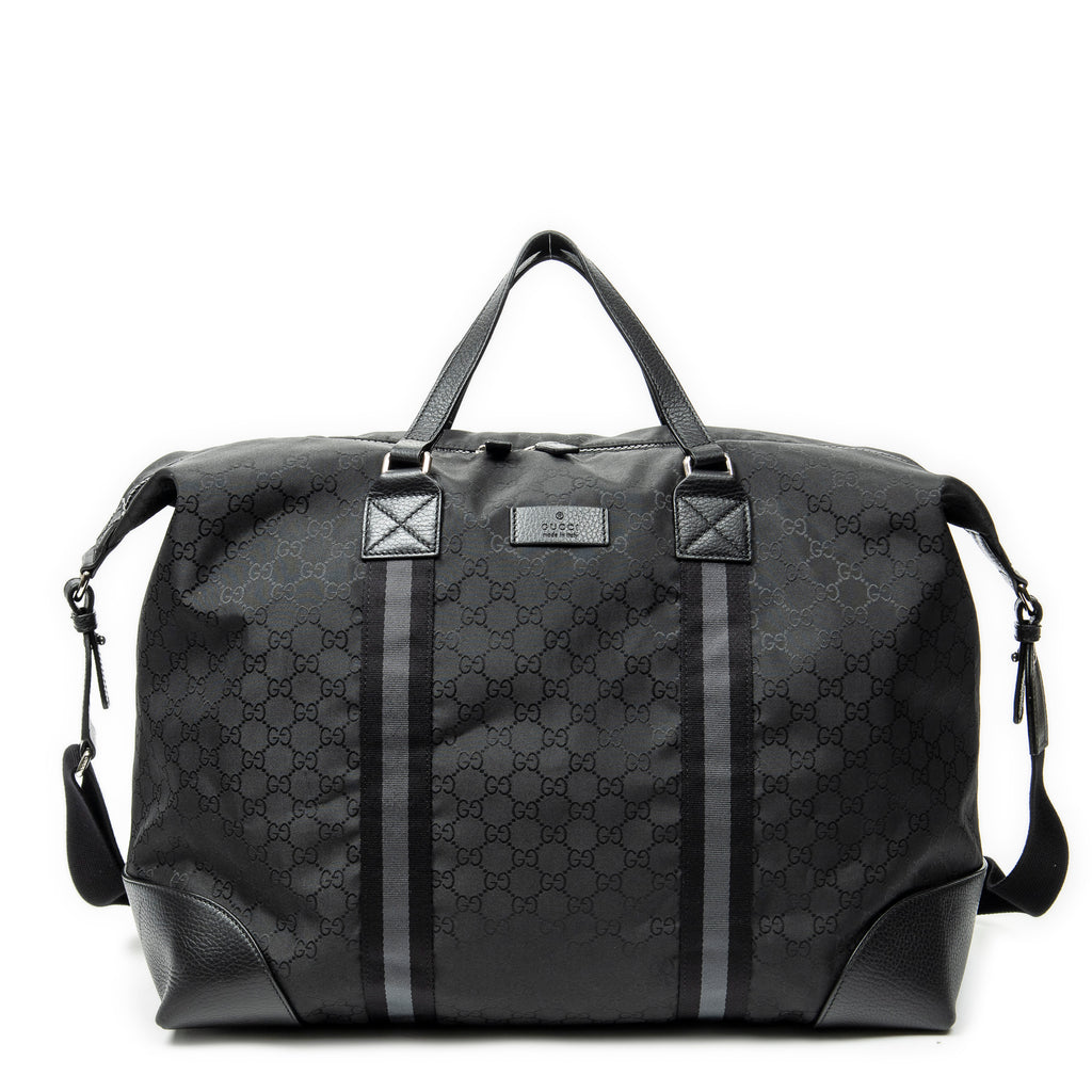 Shoulder Bag Web Collapsible Weekender Black Monogrammed Nylon Canvas