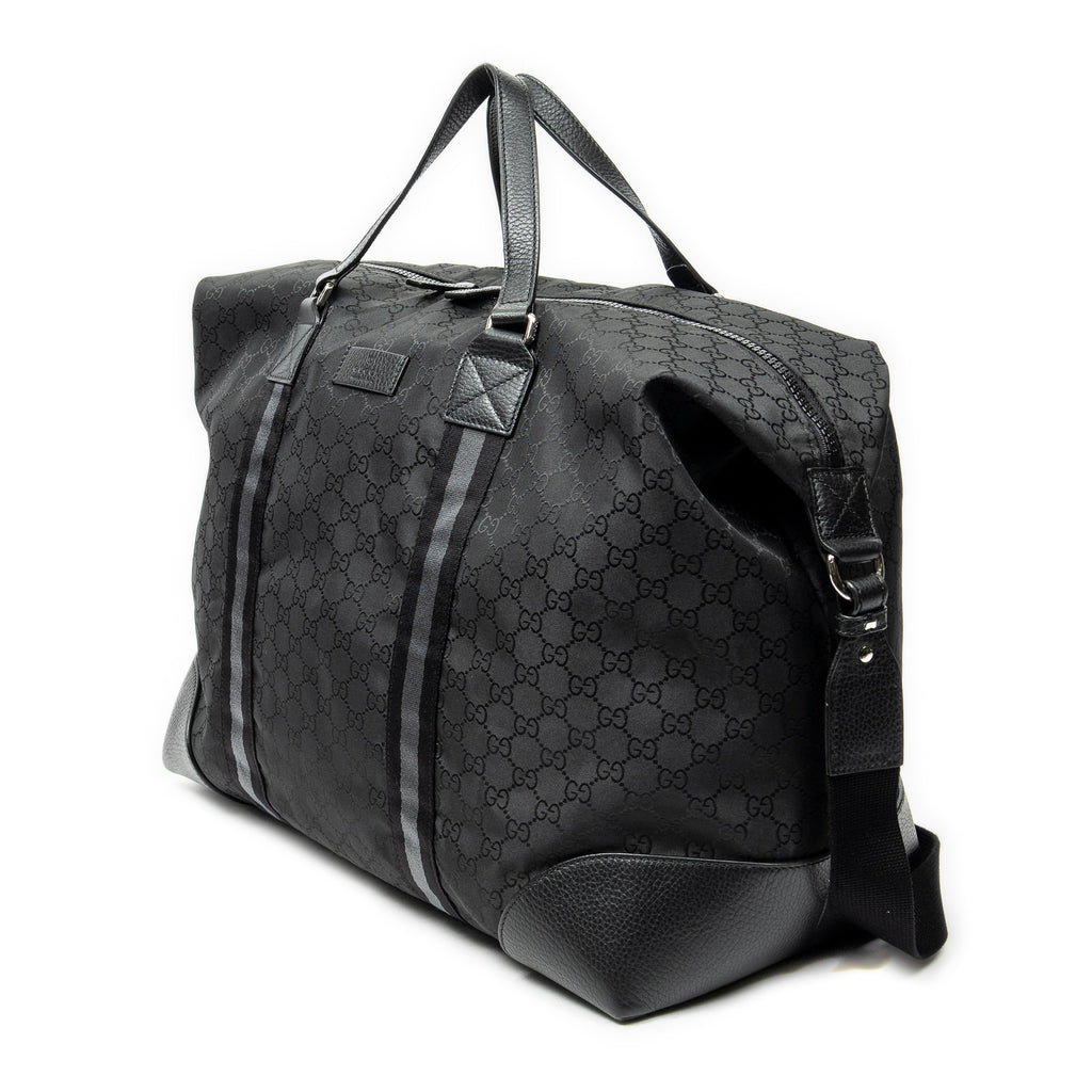 Shoulder Bag Web Collapsible Weekender Black Monogrammed Nylon Canvas