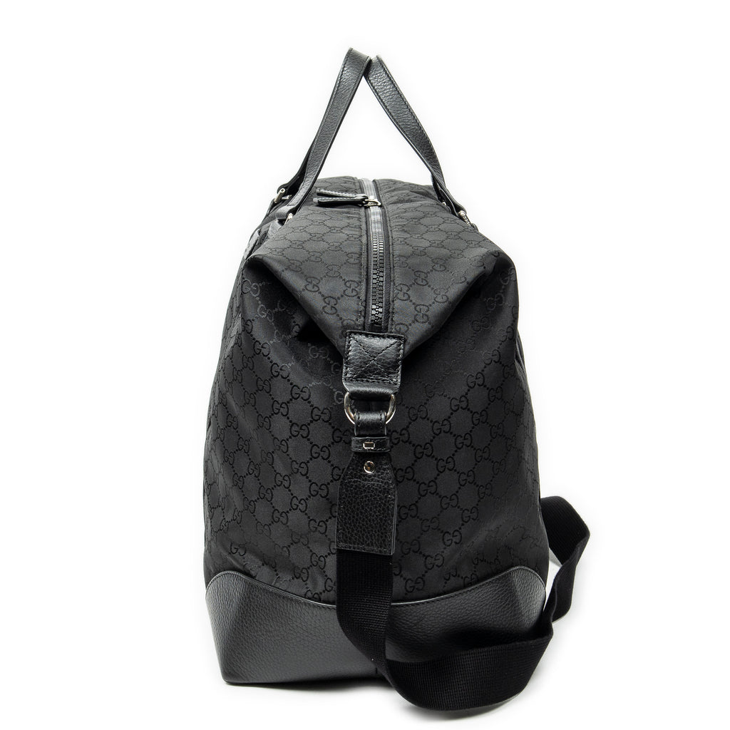 Shoulder Bag Web Collapsible Weekender Black Monogrammed Nylon Canvas
