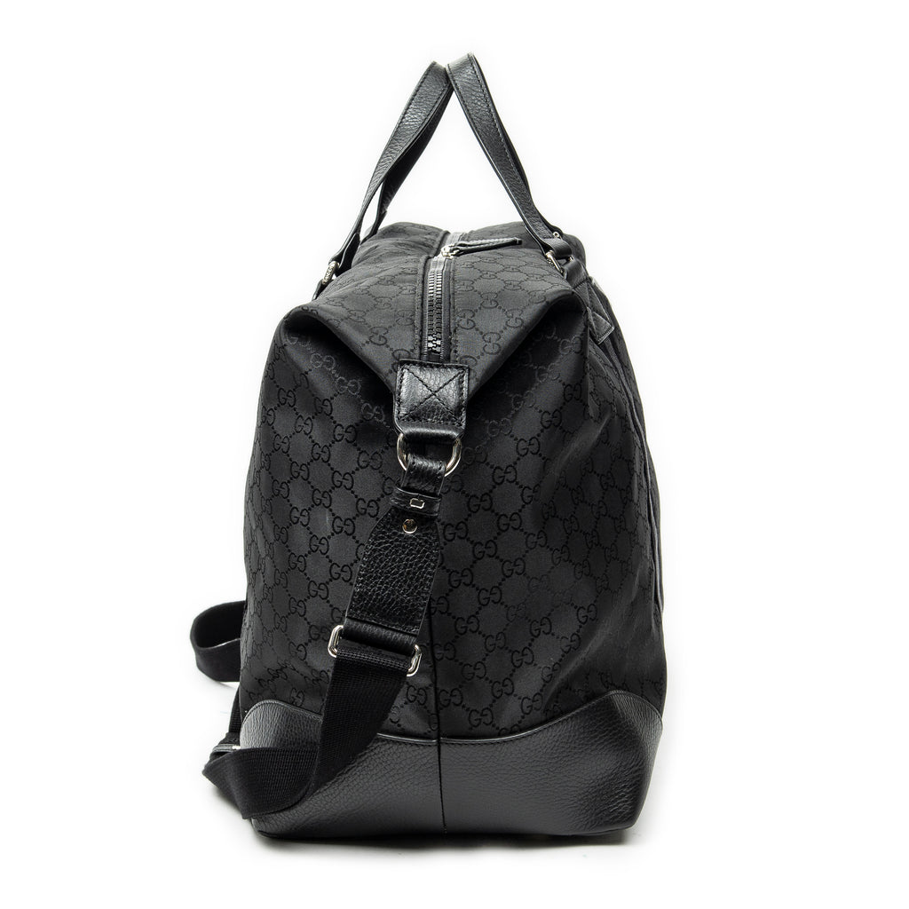 Shoulder Bag Web Collapsible Weekender Black Monogrammed Nylon Canvas