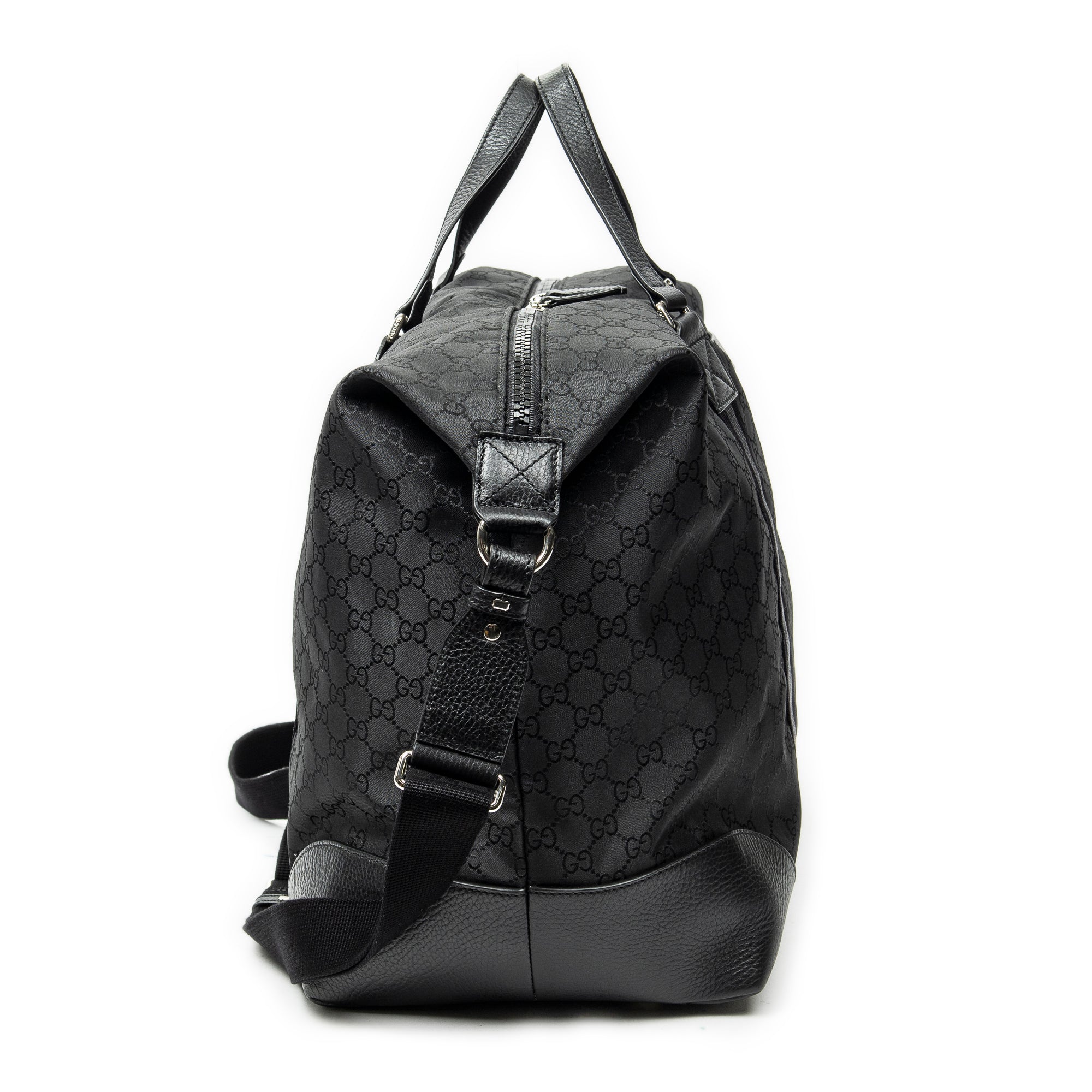 Shoulder Bag Web Collapsible Weekender Black Monogrammed Nylon Canvas