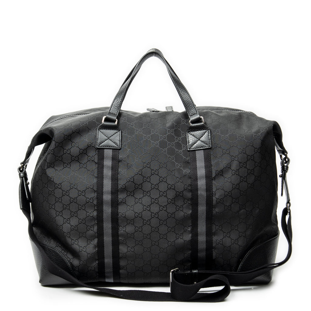 Shoulder Bag Web Collapsible Weekender Black Monogrammed Nylon Canvas