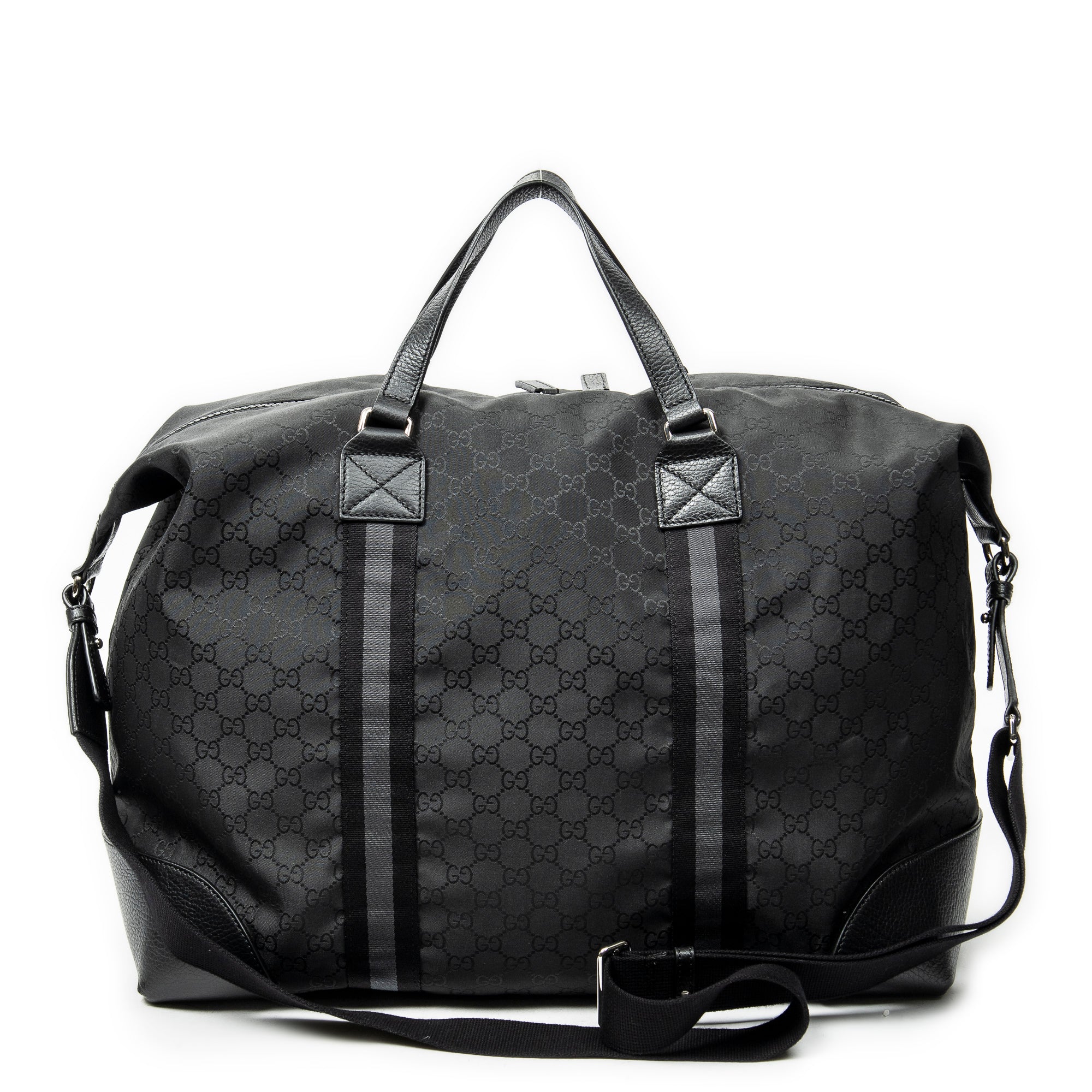 Shoulder Bag Web Collapsible Weekender Black Monogrammed Nylon Canvas