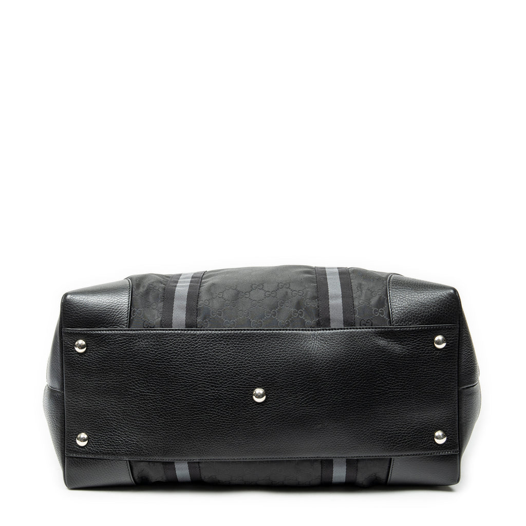 Shoulder Bag Web Collapsible Weekender Black Monogrammed Nylon Canvas