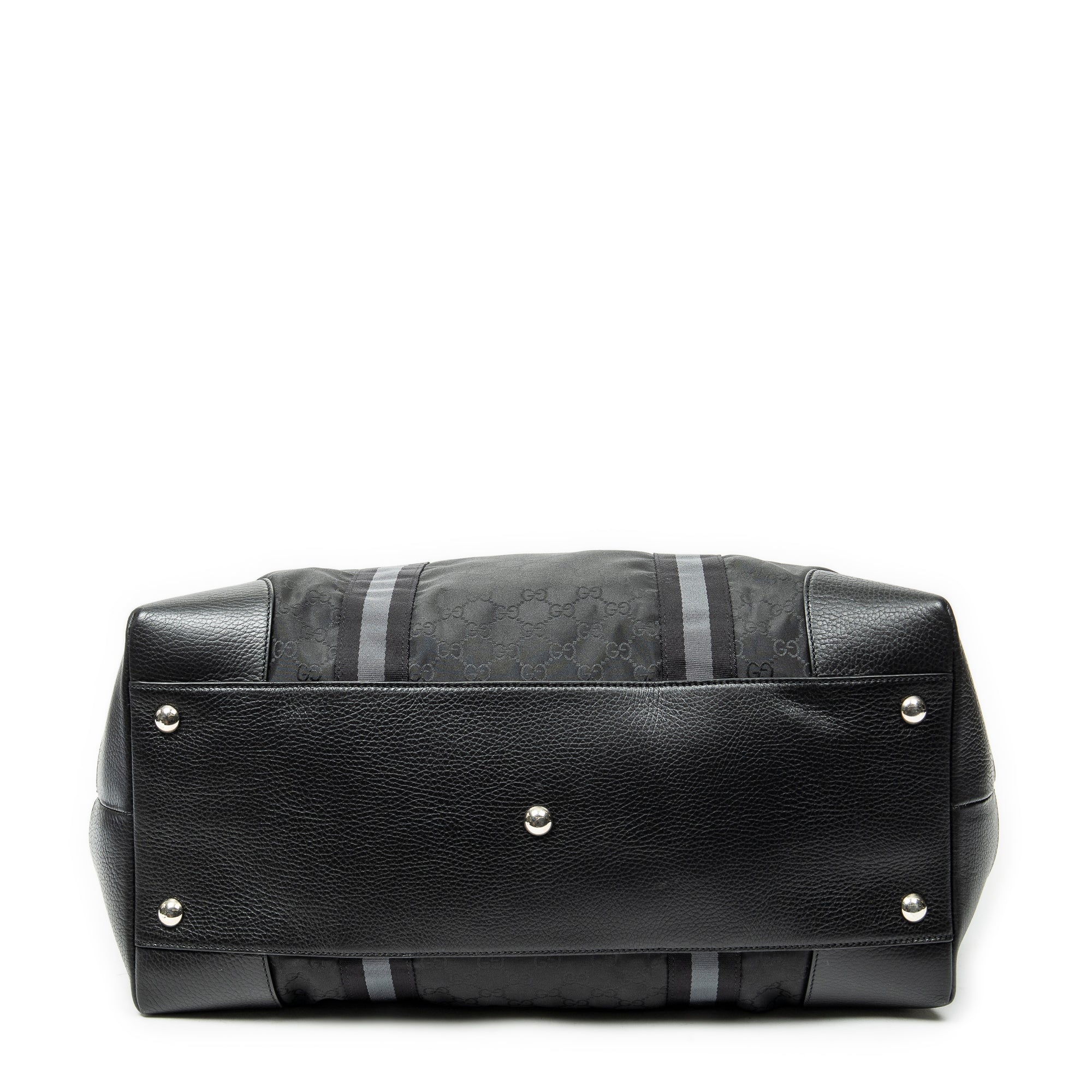 Shoulder Bag Web Collapsible Weekender Black Monogrammed Nylon Canvas