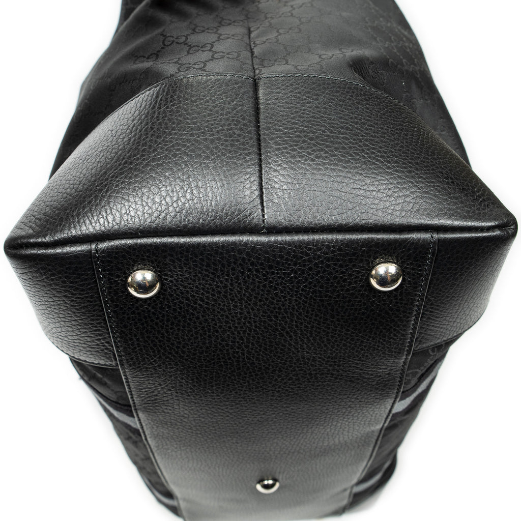 Shoulder Bag Web Collapsible Weekender Black Monogrammed Nylon Canvas