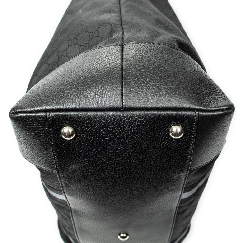 Shoulder Bag Web Collapsible Weekender Black Monogrammed Nylon Canvas
