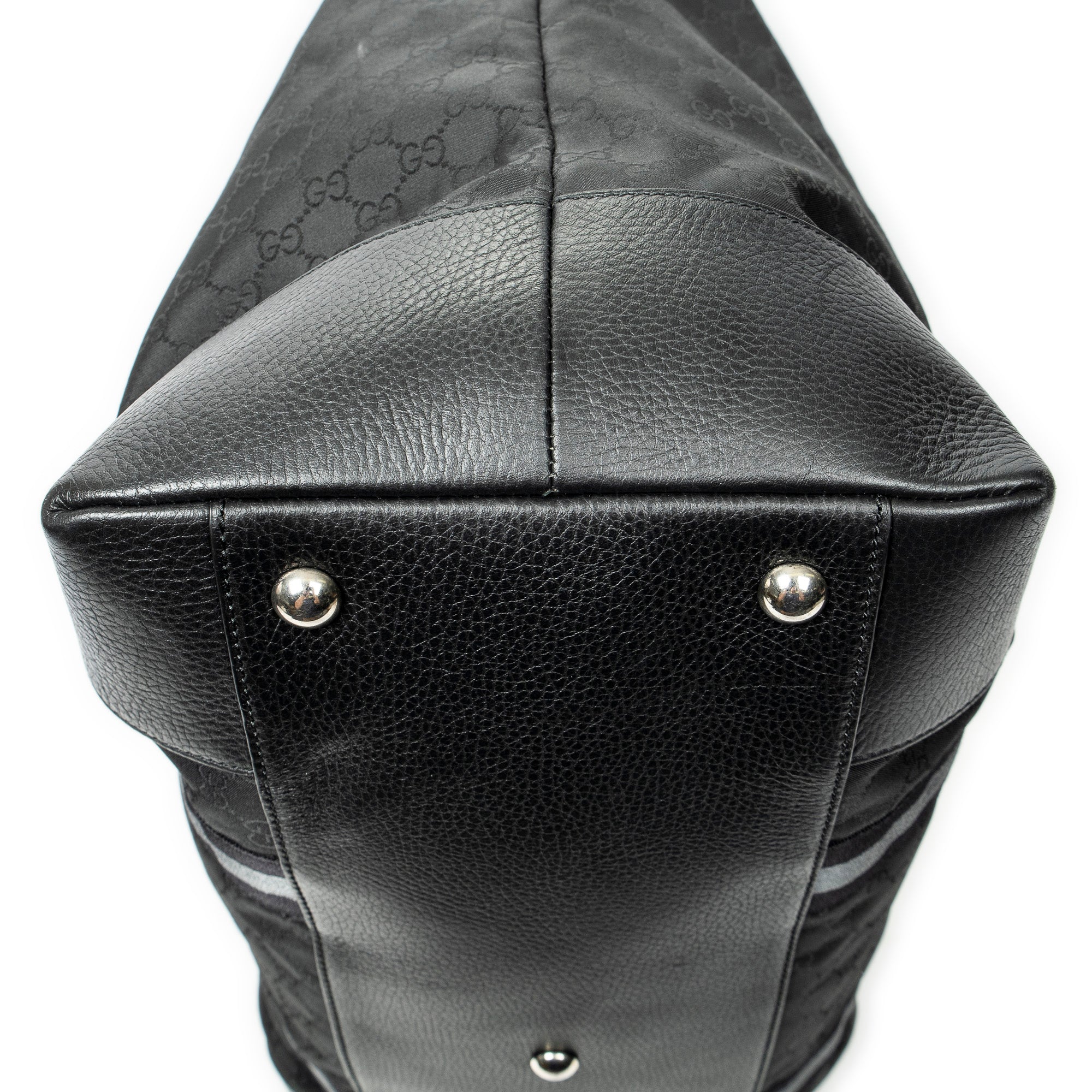Shoulder Bag Web Collapsible Weekender Black Monogrammed Nylon Canvas