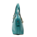 Handbag Top Handle Charm Boston Turquoise Grained Calfskin Leather